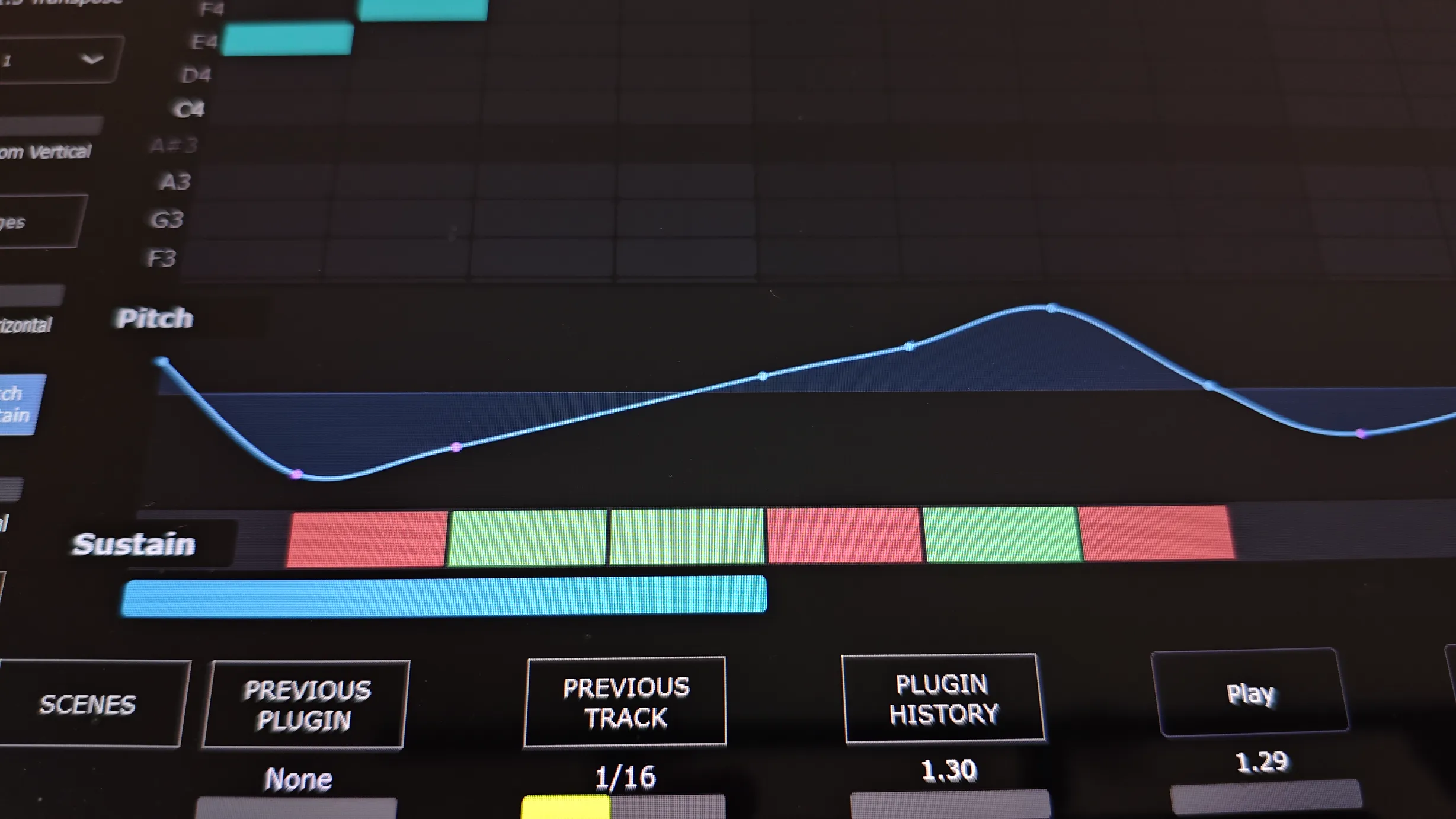 Editing pitch bend and sustain automation inside the MP Sequencer